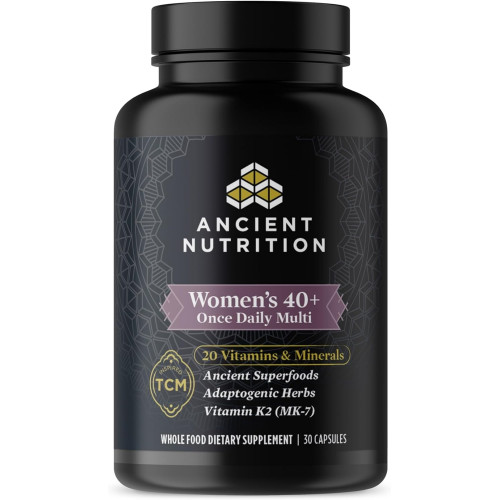 Мультивітамін Ancient Nutrition для жінок, Multi Women's 40+ Once Daily, магній, вітамін B, C, K2, фолієва кислота та добавка заліза, 30 каратів