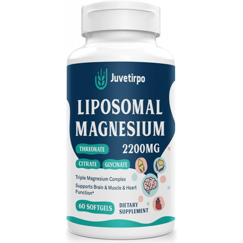 Liposomal Magnesium Complex 2200 мг м’яких капсул, треонат магнію, гліцинат магнію, цитрат магнію, потужна добавка, без глютену, 60 м’яких капсул