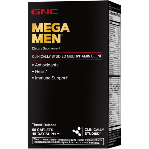 GNC Mega Men Полівітаміни | Антиоксиданти, здоров'я серця та підтримка імунітету | 90 граф