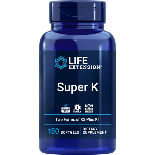 Розширення життя Super K, 150 Softgels, з вітаміном K1 та K2 - MK4 та MK7