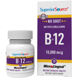 Вітамін B12, метилкобаламін, 10000 мкг, швидкорозчинні мікролінгвальні таблетки, 30 шт., активна форма B12, сприяє виробленню енергії, підтримує нервову систему, не містить ГМО.