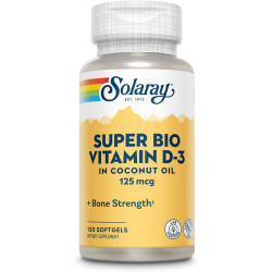 Показано переклад для запиту SOLARAY Super Bio Vitamin D3 in Coconut Oil - D3 Vitamin 5000 IU - Bone Health and Immune Support Supplement - Lab Verified, Made Without Soy, 60-Day Guarantee - 120 Softgels, 120 Servings