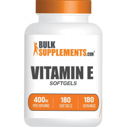 BulkSupplements.com Softgels з вітаміном Е 400 МО - добавки з вітаміном Е, капсули з вітаміном Е - антиоксидантна підтримка, капсули з вітаміном Е - без глютену, 1 капсула на порцію, 180 капсул