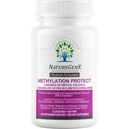 Показано переклад для запиту Methylation Protect - 1000 mcg Methylfolate Supplement with 5-mthf and Methyl B12 for MTHFR Support, Gluten Free, 60 Capsules