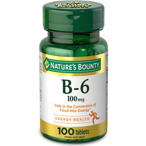 Nature's Bounty Vitamin B6, підтримує енергетичний обмін і здоров'я нервової системи, 100 мг, таблетки, 100 Ct