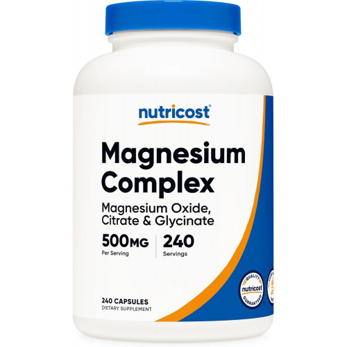 Nutricost Magnesium Complex 500 мг, 240 капсул - оксид магнію, цитрат і гліцинат - без глютену та без ГМО