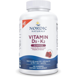 Nordic Naturals Vitamin D3 + K2 Печаты, гранат - 120 жевательных конфессий - 1000 МЕ витамина D3 + 45 мкг витамин K2 - Отличный вкус - здоровье костей, способствует здоровой мышечной функции - не г -н - 120 порций