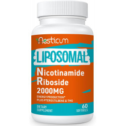2000 мг ліпосомальної нікотинамід рибозидної добавки, висока абсорбція, НАД+ стимулююча добавка з ТМГ і птеростілбеном, перевершує ніацинамід для клітинної енергії та стійкості до старіння, 60 м’яких капсул