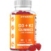 Vitamatic 2 Pack Vitamin D3 K2 Gummies - 60 Counts - Підтримує здорові кістки, серце і кальцій, засвоєння кальцію та здоров'я імунітету - На рослинній основі, без ГМО, без глютену