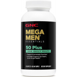 GNC Mega Men 50 Plus One Мультивитамины для ежедневного использования | Поддерживает функцию простаты | Включает поддержку здоровья сердца, мозга и глаз | 60 графов