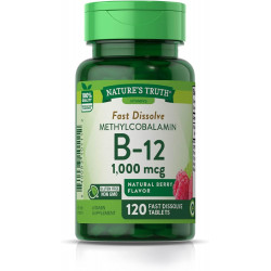 Сублінгвальні таблетки вітаміну B12 | 1000 мкг | 120 граф | Вегетаріанська, без ГМО та без глютену | Правда природи