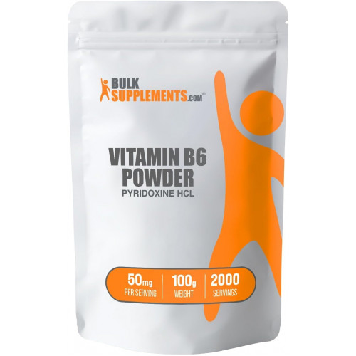 BulkSupplements.com Pyridoxine HCl Powder - добавка з вітаміном B6, вітамін B6 50 мг - для підтримки імунітету, без глютену, 50 мг піридоксину B6 на порцію, 100 г (3,5 унції) (1 упаковка)