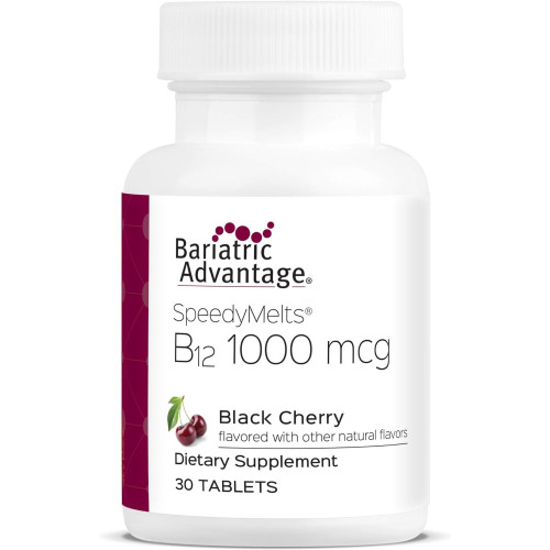 Bariatric Advantage B-12 Speedy Melts, добавка вітаміну B12 1000 мкг, швидке танення з 200 мкг фолієвої кислоти для підтримки харчування - чорна вишня, 30 штук