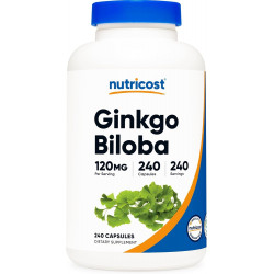 Nutricost Ginkgo Biloba 120 мг, 240 капсул - Экстрасильный экстракт гинкго билоба - Без глютена и ГМО