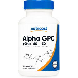 Nutricost Alpha GPC 600 мг, 60 вегетарианских капсул, без ГМО и глютена, 300 мг на капсулу