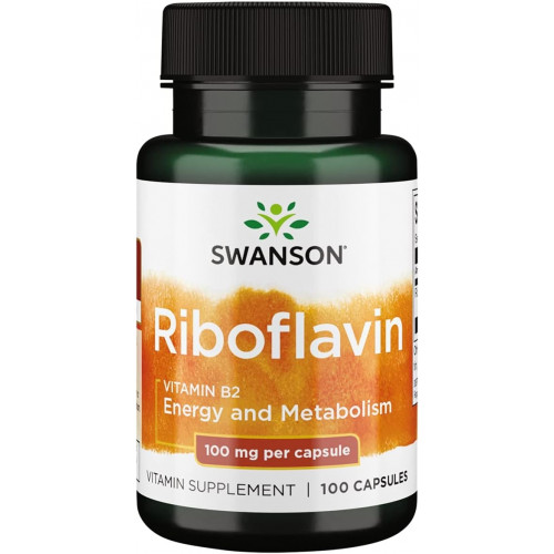 Swanson Vitamin B2 Supplement (Riboflavin) - вітамінна добавка для підтримки здоров'я зору, функції щитовидної залози та підтримки енергетичного обміну - (100 капсул по 100 мг кожна)