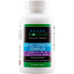 Neuro biologix D3+K2 Cofactor Complex - добавка з вітамінами D і K 10000 МО, підтримує здоров'я суглобів і кісток, серцево-судинну систему та імунну систему, 60 капсул