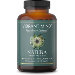 Natura Health Products Vibrant Mind — ноотропная добавка для мозга для улучшения памяти и концентрации внимания* — с бакопой, гинкго билоба, центеллином и фосфатидилсерином, без кофеина (90 капсул)