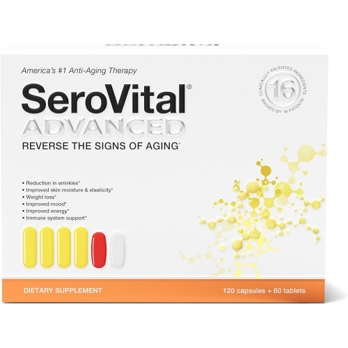 Serovital Advanced для женщин — антивозрастная добавка для женщин — увеличивает уровень важнейшего пептида, связанного со стимуляцией выработки коллагена, пользой для кожи, энергией и сном — 30 дней