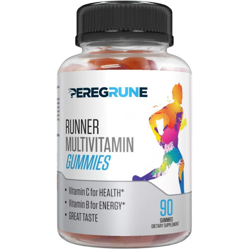 Runner Multivitamin Gummies – щоденний вітамін для бігу з комплексом вітамінів A, C, D, E та B – на 50% менше цукру – антиоксиданти, відновлення, витривалість та енергія Gummy – сертифікований цукор для бігу