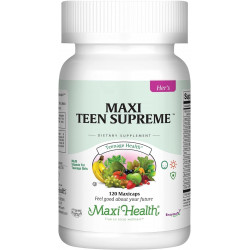 Вітаміни Maxi Health Teen Supreme Hers для дівчат-підлітків (120) - Жіночі полівітаміни для енергії, зміцнення імунітету, росту тіла та мозку - Жіночі мультивітаміни, включаючи D3, залізо, кальцій, травний фермент