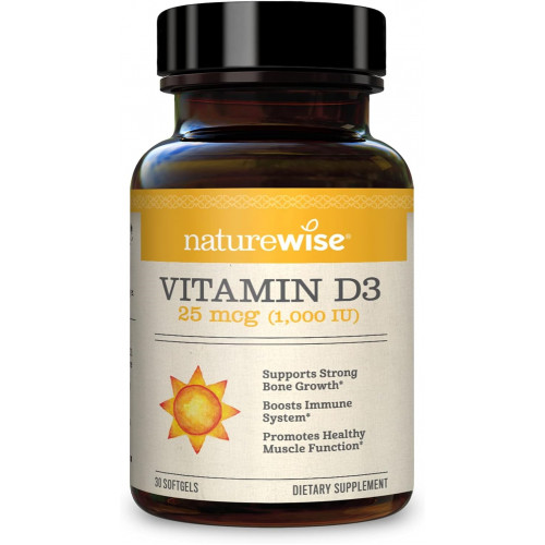 Возможно, вы имели в виду: NatureWise Vitamin D3 1000 iu (25 mcg) 1 Month Supply for Healthy Muscle Function, Bone Health and Immune Support, Non-GMO, Gluten Free in Cold-Pressed Olive Oil, Packaging May V, 30 Count