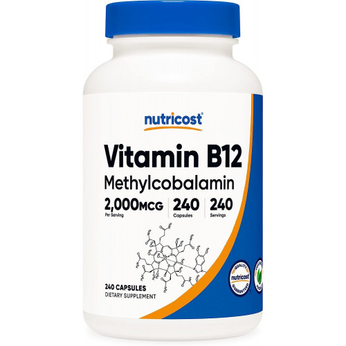 Nutricost вітамін В12 (метилкобаламін) 2000 мкг, 240 капсули - вегетаріанські шапки, не ГМО, безглютенова добавка B12