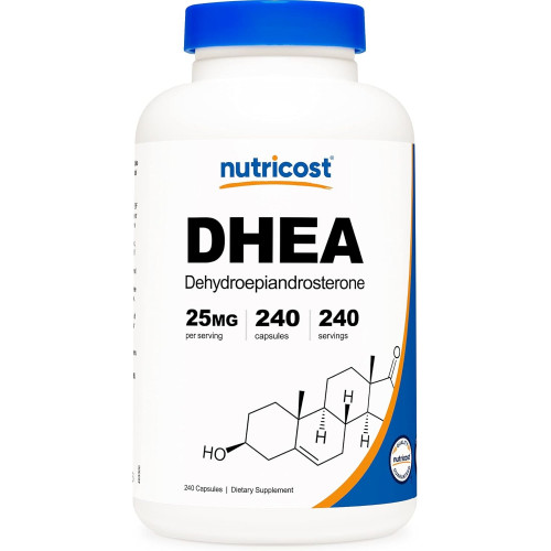 Nutricost DHEA 25 мг, 240 капсул - без глютену, без сої, без ГМО, добавка