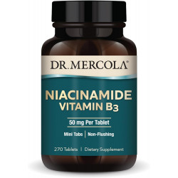 Dr. Mercola Niacinamide Вітамін B3, 90 порцій (270 таблеток), дієтична добавка, міні-таб, не промиває, підтримує здоровий метаболізм, без ГМО