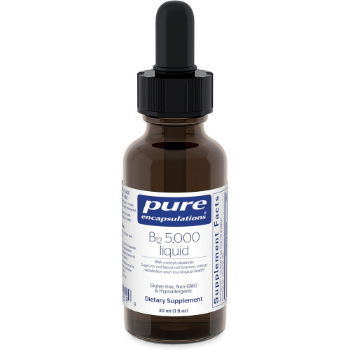 Pure Encapsulations B12 5000 Liquid - Вітамін B12 Methylcobalamin Supplement для підтримки енергії, здоров'я нервів, когнітивних функцій і клітин крові* - Liquid B12 Drops - 1 Fl Oz