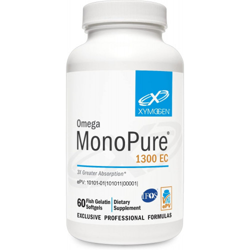 XYMOGEN Omega MonoPure 1300 EC — рыбий жир с 3-кратным увеличением абсорбции — добавка DHA EPA Omega 3 для здоровья сердца и когнитивной поддержки (60 мягких таблеток)