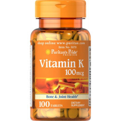 Puritan's Pride Vitamin K 100 мкг підтримує здоров'я кісток і суглобів, 100 шт.