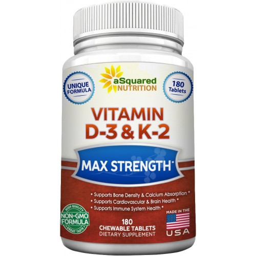 Возможно, вы имели в виду: aSquared Nutrition Vitamin D3 with K2 Supplement-180 Chewable Tablets, Max Strength D3 Cholecalciferol & K-2 MK7 to Support Healthy Bones, Teeth, Heart -Antioxidant D3 & K2 MK-7 Energy Formula Adults