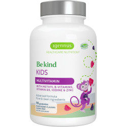 Advanced Kids Multivitamin Gummy, чиста етикетка з метильованими вітамінами B і вітаміном D, без цукру, віком від 4 років, веганські цукерки зі смаком 90 ягід, від Igennus…