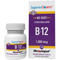 Вітамін В12, ціанокобаламін, 1000 мкг, незамінний джерело, швидкорозчинні таблетки MicroLingual, 100 шт., добавка В12 для прискорення метаболізму та виробництва енергії, підтримка нервової системи, без ГМО