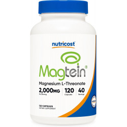 Nutricost Magnesium L-Threonate As Magtein 2000 мг, 120 капсул - без ГМО, без глютену, підходить для вегетаріанців