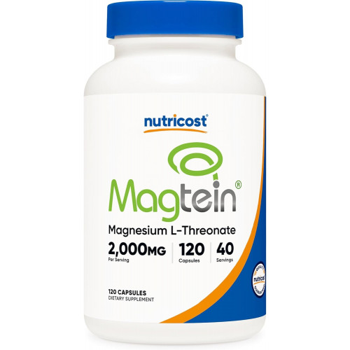 Nutricost Magnesium L-Threonate As Magtein 2000 мг, 120 капсул - без ГМО, без глютену, підходить для вегетаріанців