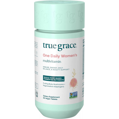 Возможно, вы имели в виду: True Grace One Daily Women’s Multivitamin Fermented Minerals, Organic Adaptogens and Mushrooms Whole Body Balance, Immune, Energy, Beauty Support - Non-GMO, Gluten Free, Soy Free - 60 Vegan Tablets