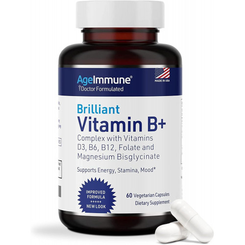 Возможно, вы имели в виду: Vitamin B Complex - 60 Capsules with Vitamins B6 20mg D3 1000IU Magnesium Bisglycinate 260mg Methyl B12 1000 mcg and Folate as Methylfolate 600 mcg DFE. Doctor Formulated MTHFR Support Supplement.