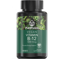 PlantFusion Vegan B12 от, Премиальный веганский витамин B12 для женщин и мужчин (500 мкг), натуральная энергетическая добавка, 100 таблеток