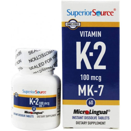 Возможно, вы имели в виду: Superior Source Vitamin K2 MK-7 (Menaquinone-7), 100 mcg, Quick Dissolve MicroLingual Tablets, 60 Count, Healthy Bones and Arteries, Immune & Cardiovascular Support, Non-GMO