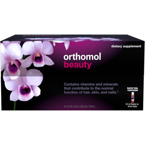 Orthomol Beauty, косметическая добавка для женщин, 30-дневный запас, поддерживает здоровье волос, кожи и ногтей, коллагеновая добавка с гиалуроновой кислотой и коэнзимом Q10