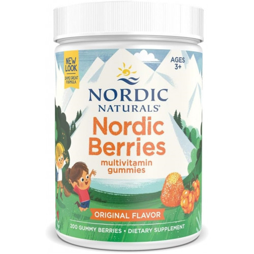 Nordic Naturals Nordic Berries, Citrus — 200 мармеладных ягод — Вкусные мультивитамины для детей от 2 лет — Рост, развитие, оптимальное самочувствие — Без ГМО, вегетарианские — 50 порций