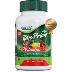 DEVA Tuba Prime Vegan Multivitamin Без заліза - високоефективна вітамінно-мінеральна дієтична добавка - антиоксиданти, суміш фруктів і овочів, супергриби, пробіотики, пребіотики, насіння, трави 90 таблеток