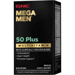 GNC Mega Men 50 Plus Multivitamin | Здоров'я серця | Підтримка простати та кровообігу | 120 граф