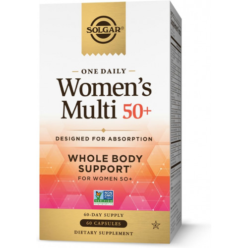 Solgar One Daily Women's Multi 50+ Whole Body Support for Women 50 and Older - Мультивітаміни для здоров'я серця, кісток і грудей, енергії, стресу, волосся, шкіри та нігтів, 60 веганських капсул