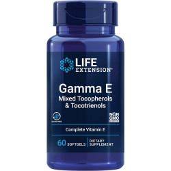 Змішані токофероли та токотрієноли Life Extension Gamma E – повний спектр вітаміну Е, захист від антиоксидантів – без ГМО, без глютену – 60 м’яких капсул