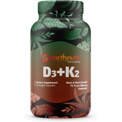 Земля Nutri D3 + K2 + 72 МІНЕРАЛЬНІ МІНЕРАЛИ, Імунітет, Кістка та серце з вітаміном D3 від Vitashine, Natural K2 з MENA Q7, кальцій з акваміну - 60 овочівних капсул