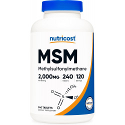 Таблетки Nutricost MSM (метилсульфонілметан) 2000 мг на порцію, 120 порцій, 240 таблеток - без ГМО та глютену