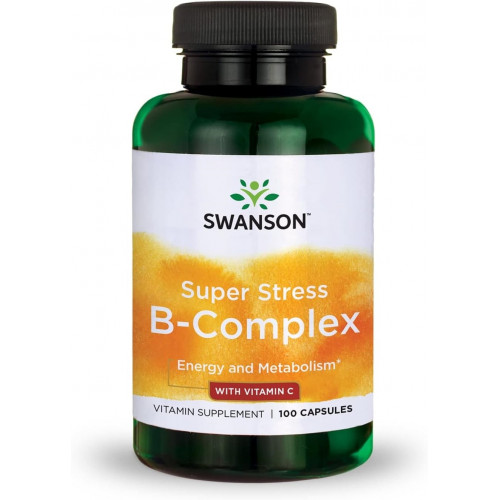 Swanson Vitamin B-Complex w/Vitamin C - Натуральна добавка, що сприяє зняттю стресу, підтримці енергії та сприянню імунному здоров'ю - Може підтримувати метаболізм і здоров'я нервової системи - (100 капсул)